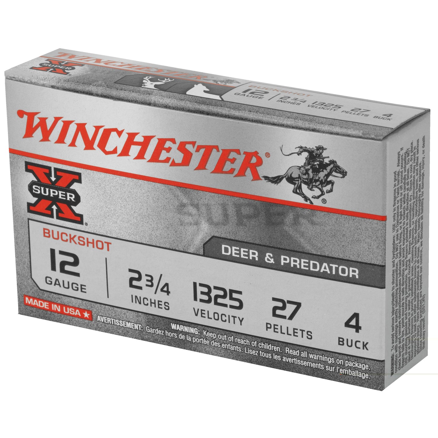 Win Superx 12ga 2.75 #4bk 27pl 5/250